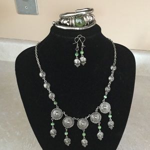 Moroccan necklace, earrings and bracelet set.